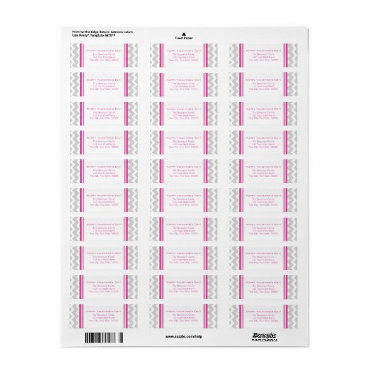 Happy Valentine's Day Return Address Labels roze (Full Sheet)