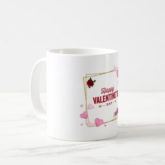 Happy Valentine's Day – Romantic Heart Mug Koffiemok (Voorkant links)