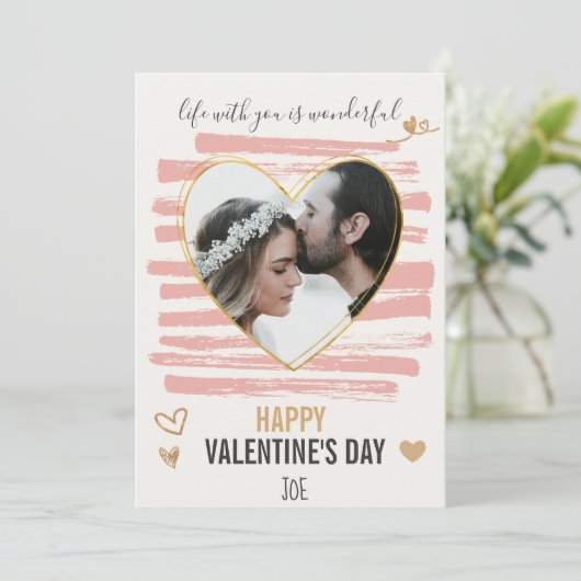 "Happy Valentine's Day" romantische paar Foto Holi Feestdagenkaart (Staand voorkant)