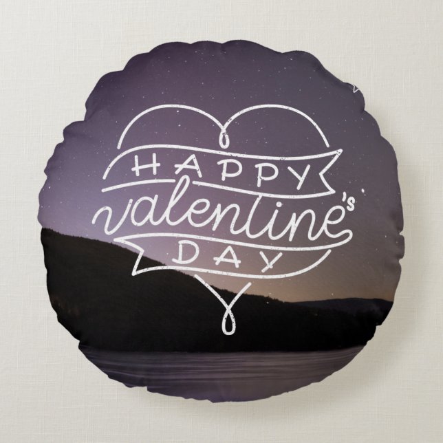 Happy Valentine's Day Rond Kussen (Voorkant)