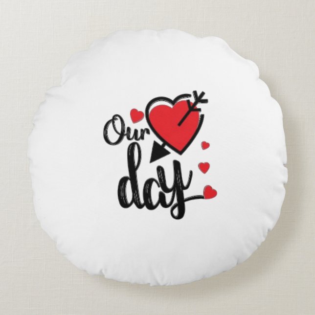 Happy Valentine's Day Rond Kussen (Voorkant)