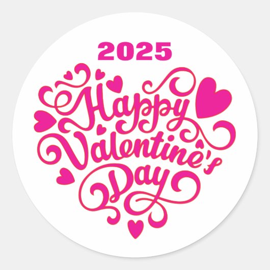 Happy Valentine's Day Ronde Sticker (Voorkant)