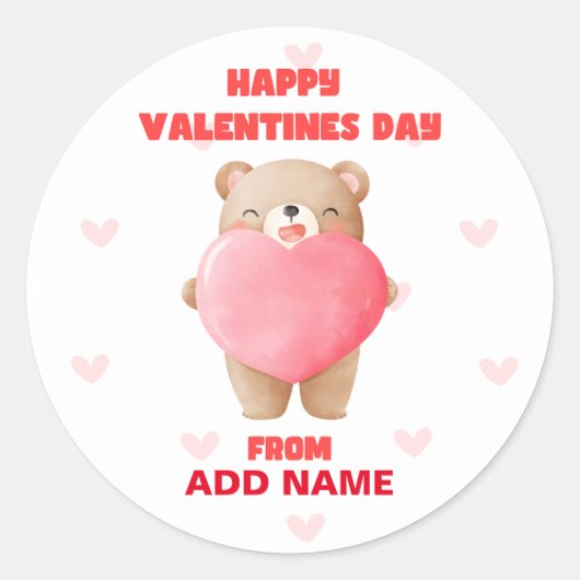 Happy Valentines Day Ronde Sticker (Voorkant)