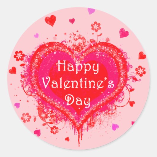 Happy Valentine's Day Ronde Sticker (Voorkant)