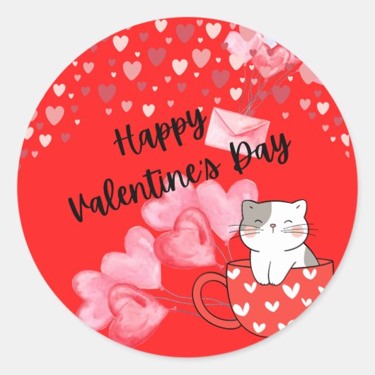 Happy Valentine's Day Ronde Sticker (Voorkant)