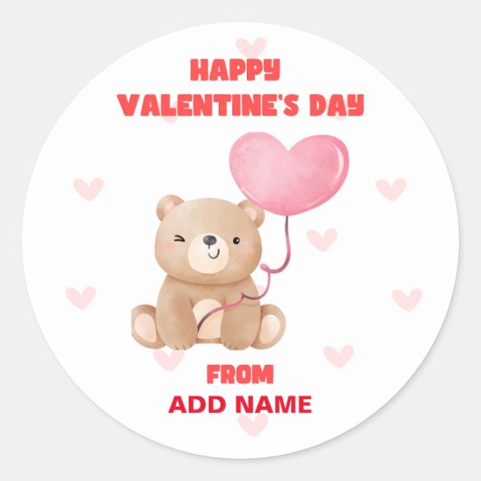 Happy Valentines Day Ronde Sticker (Voorkant)