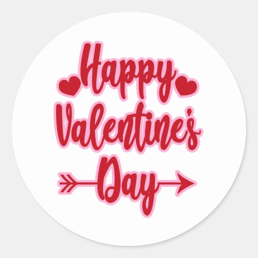 Happy Valentine's Day Ronde Sticker (Voorkant)