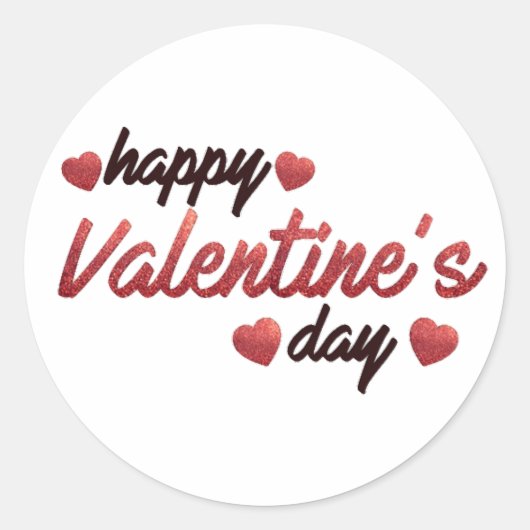Happy Valentine's Day Ronde Sticker (Voorkant)