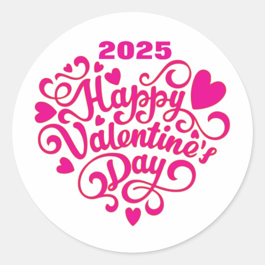 Happy Valentine's Day Ronde Sticker (Voorkant)