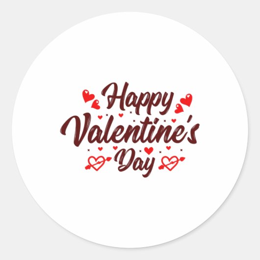 Happy Valentine's Day Ronde Sticker (Voorkant)
