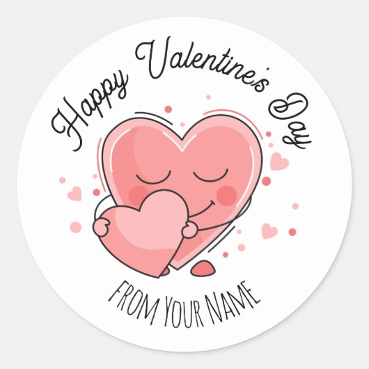 Happy Valentine's Day Ronde Sticker (Voorkant)