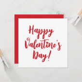 Happy Valentine's Day rood script typografie moder Kaart (Voorkant / Achterkant in situ)