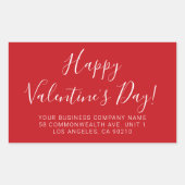 Happy Valentine's Day rood wit script adres Rechthoekige Sticker (Voorkant)