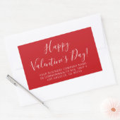 Happy Valentine's Day rood wit script adres Rechthoekige Sticker (Envelop)