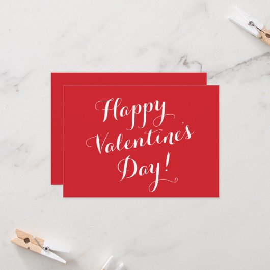 Happy Valentine's Day rood wit script kalligrafie Kaart (Voorkant / Achterkant in situ)