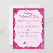 Happy Valentine's Day Roos Roze Blush Glitter Notitiekaartje (Voorkant)