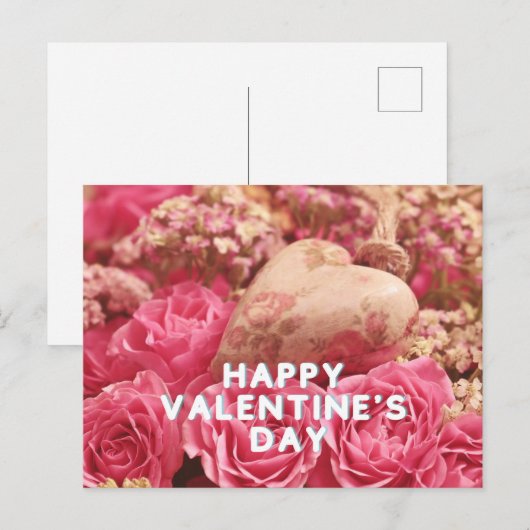 Happy Valentine's Day Roses Briefkaart (Voorkant / Achterkant)