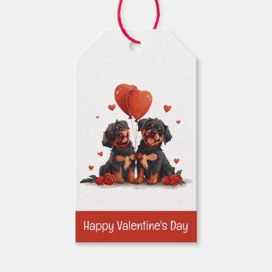 Happy Valentines Day Rottweiler Dogs Cadeaulabel (Voorkant)