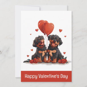 Happy Valentines Day Rottweiler Dogs Feestdagenkaart