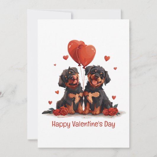 Happy Valentines Day Rottweiler Dogs Feestdagenkaart (Voorkant)