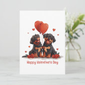 Happy Valentines Day Rottweiler Dogs Feestdagenkaart (Staand voorkant)