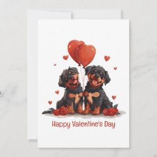 Happy Valentines Day Rottweiler Dogs Feestdagenkaart