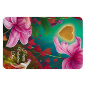 Happy Valentines Day - Roze bloemen en harten Magneet (Horizontaal)