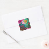 Happy Valentines Day - Roze bloemen en harten Vierkante Sticker (Envelop)