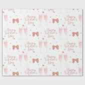 Happy Valentines Day Roze Champagne Glasses Cadeaupapier (Vlak)