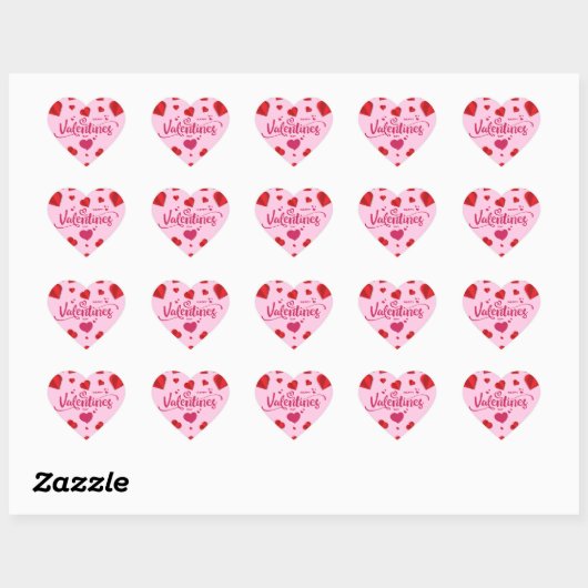 Happy Valentines Day Roze Heart Sticker (Vel)