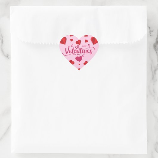 Happy Valentines Day Roze Heart Sticker (Tas)