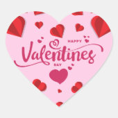 Happy Valentines Day Roze Heart Sticker (Voorkant)