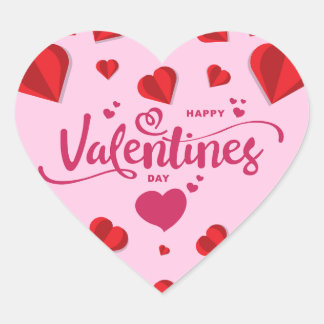Happy Valentines Day Roze Heart Sticker