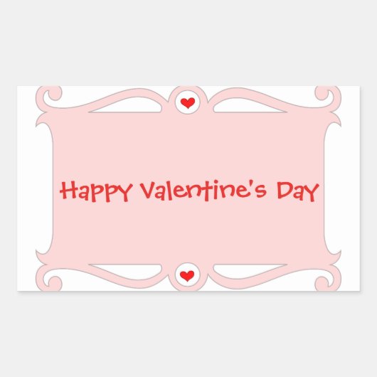 Happy Valentine's Day Roze Scroll Rechthoekige Sticker (Voorkant)