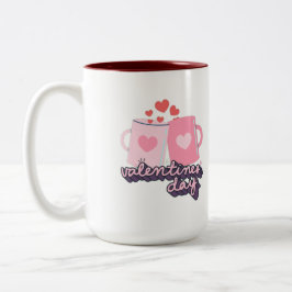 Happy Valentine's Day Roze Tweekleurige Koffiemok