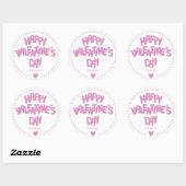 Happy Valentines Day roze uitsnijkoekjes Ronde Sticker (Vel)