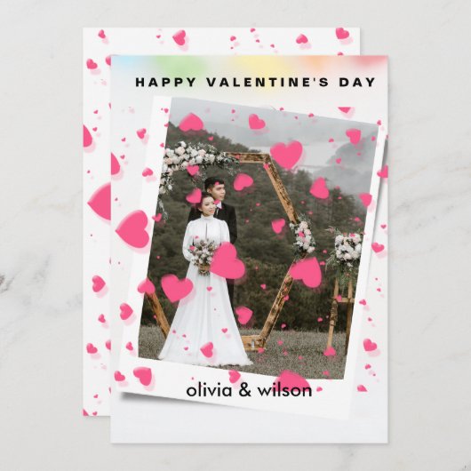 Happy Valentine's Day Rustic Red Hearts Pattern  Feestdagenkaart (Voorkant / Achterkant)