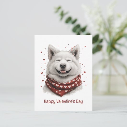 Happy Valentines Day Samoyed Dog Briefkaart (Staand voorkant)