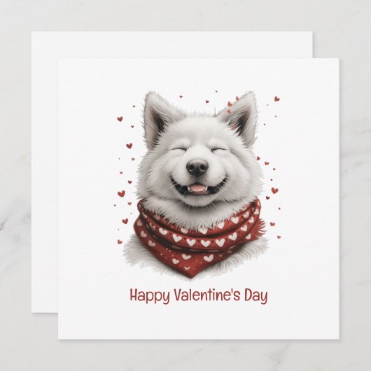 Happy Valentines Day Samoyed Dog Feestdagenkaart (Voorkant / Achterkant)