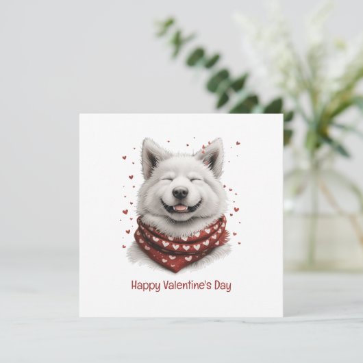 Happy Valentines Day Samoyed Dog Feestdagenkaart (Staand voorkant)