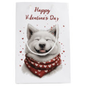 Happy Valentines Day Samoyed Dog Medium Cadeauzakje (Voorkant)