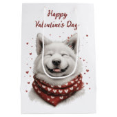 Happy Valentines Day Samoyed Dog Medium Cadeauzakje (Achterkant)