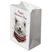 Happy Valentines Day Samoyed Dog Medium Cadeauzakje (Achterkant Gekanteld)