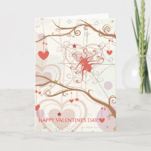 Happy Valentine's Day Schattige Spider Web Hearts Feestdagen Kaart