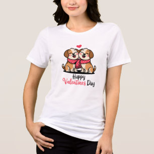 Happy Valentines Day Schattigee honden Romantisch Tri-Blend Shirt