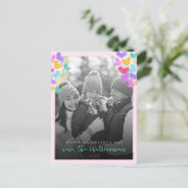 Happy Valentines Day Schattigee Pastel Hearts Foto Briefkaart (Staand voorkant)