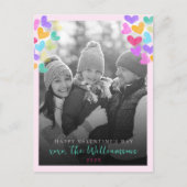 Happy Valentines Day Schattigee Pastel Hearts Foto Briefkaart (Voorkant)
