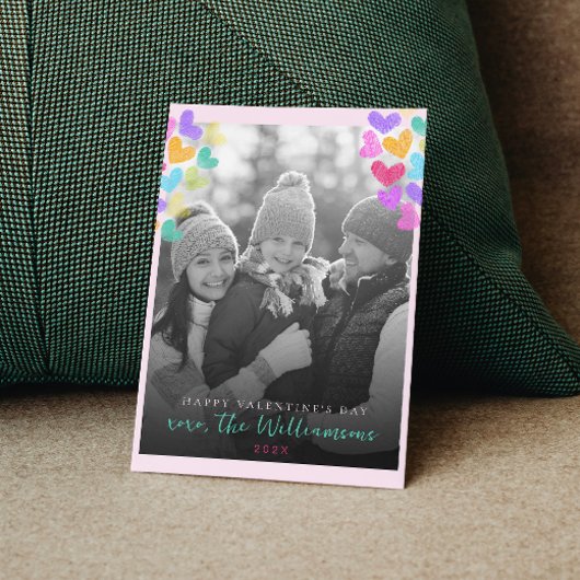 Happy Valentines Day Schattigee Pastel Hearts Foto Briefkaart