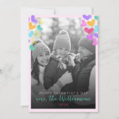 Happy Valentines Day Schattigee Pastel Hearts Foto Feestdagenkaart (Voorkant)