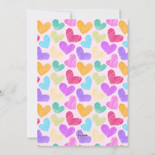 Happy Valentines Day Schattigee Pastel Hearts Foto Feestdagenkaart (Achterkant)